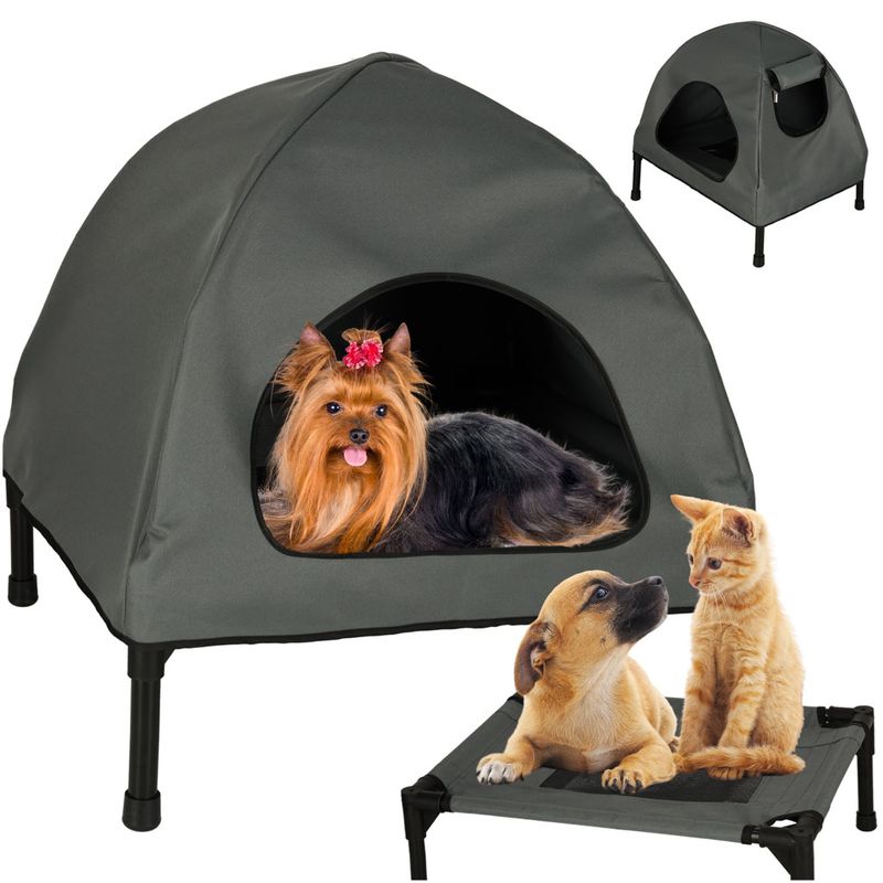 Petshop - Accesorii petshop - Culcusuri si custi - Culcusuri si saltele - Casuta cu pat pentru caini si pisici, cu acoperis detasabil si baza ventilata, 54x44x60 cm, negru - Infinity.ro