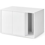 Petshop - Ingrijire si Igiena - Litiere si accesorii - Litiere acoperite - Dulap litiera pisici montaj rapid fara scule pal minimalist, 80x50x50 cm, spatiu generos, alb - Infinity.ro