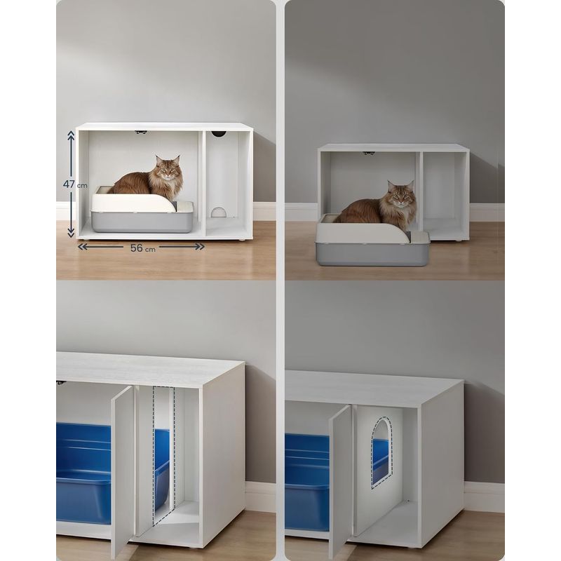 Petshop - Ingrijire si Igiena - Litiere si accesorii - Litiere acoperite - Dulap litiera pisici montaj rapid fara scule pal minimalist, 80x50x50 cm, spatiu generos, alb - Infinity.ro