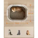 Petshop - Ingrijire si Igiena - Litiere si accesorii - Litiere acoperite - Litiera pisici xxl cu capac tava extensibila accesorii, 54x43x40 cm, design igienic, gri deschis - Infinity.ro