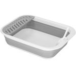 Petshop - Ingrijire si Igiena - Litiere si accesorii - Litiere simple - Litiera pliabila pisici lopatica capac plastic compact, 45x34x12 cm, usor de depozitat, gri alb - Infinity.ro