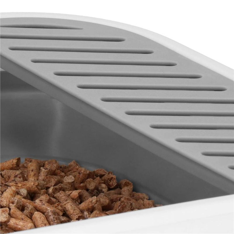 Petshop - Ingrijire si Igiena - Litiere si accesorii - Litiere simple - Litiera pliabila pisici lopatica capac plastic compact, 45x34x12 cm, usor de depozitat, gri alb - Infinity.ro