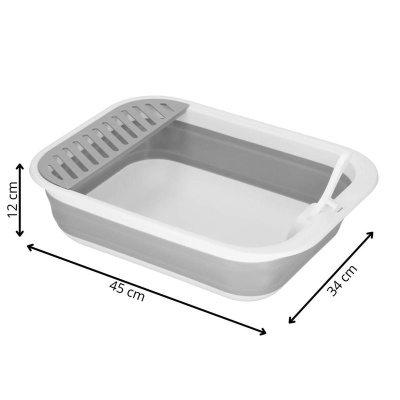 Petshop - Ingrijire si Igiena - Litiere si accesorii - Litiere simple - Litiera pliabila pisici lopatica capac plastic compact, 45x34x12 cm, usor de depozitat, gri alb - Infinity.ro