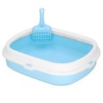 Petshop - Ingrijire si Igiena - Litiere si accesorii - Litiere simple - Litiera pisici lopatica plastic pp montaj simplu 2 piese, 40x33x11 cm, design compact, albastru alb - Infinity.ro