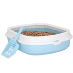 Petshop - Ingrijire si Igiena - Litiere si accesorii - Litiere simple - Litiera pisici lopatica plastic pp montaj simplu 2 piese, 40x33x11 cm, design compact, albastru alb - Infinity.ro