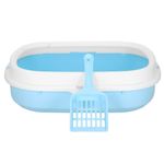 Petshop - Ingrijire si Igiena - Litiere si accesorii - Litiere simple - Litiera pisici lopatica plastic pp montaj simplu 2 piese, 40x33x11 cm, design compact, albastru alb - Infinity.ro
