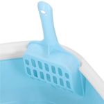 Petshop - Ingrijire si Igiena - Litiere si accesorii - Litiere simple - Litiera pisici lopatica plastic pp montaj simplu 2 piese, 40x33x11 cm, design compact, albastru alb - Infinity.ro