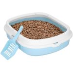 Petshop - Ingrijire si Igiena - Litiere si accesorii - Litiere simple - Litiera pisici lopatica plastic pp montaj simplu 2 piese, 40x33x11 cm, design compact, albastru alb - Infinity.ro