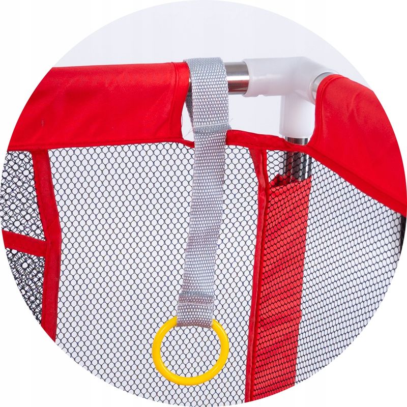 Casa si Gradina - Mobilier - Mobilier copii - Tarcuri copii - Tarc joaca XXL copii si bebe cu cos baschet, 2 porti mingi, intrare fermoar, Oxford 150D, 230x122x62 cm, rosu - Infinity.ro