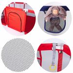 Casa si Gradina - Mobilier - Mobilier copii - Tarcuri copii - Tarc joaca XXL copii si bebe cu cos baschet, 2 porti mingi, intrare fermoar, Oxford 150D, 230x122x62 cm, rosu - Infinity.ro