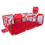 Casa si Gradina - Mobilier - Mobilier copii - Tarcuri copii - Tarc joaca XXL copii si bebe cu cos baschet, 2 porti mingi, intrare fermoar, Oxford 150D, 230x122x62 cm, rosu - Infinity.ro