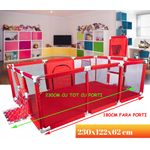 Casa si Gradina - Mobilier - Mobilier copii - Tarcuri copii - Tarc joaca XXL copii si bebe cu cos baschet, 2 porti mingi, intrare fermoar, Oxford 150D, 230x122x62 cm, rosu - Infinity.ro