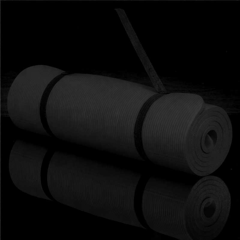 Sport si Outdoor - Fitness - Accesorii fitness - Saltele fitness - Saltea fitness antiderapanta din NBR, 183x61x2 cm, cu curea transport, negru - Infinity.ro