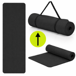 Sport si Outdoor - Fitness - Accesorii fitness - Saltele fitness - Saltea fitness antiderapanta din NBR, 183x61x2 cm, cu curea transport, negru - Infinity.ro