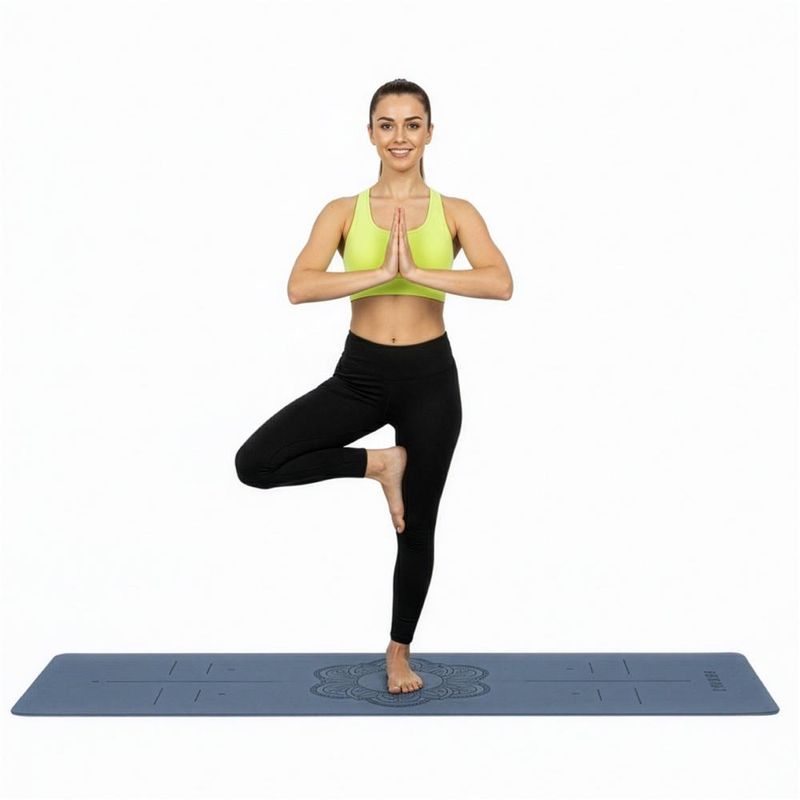 Sport si Outdoor - Fitness - Accesorii fitness - Saltele fitness - Saltea yoga antiderapanta din TPE, 183x61x0.6 cm, cu curea transport, albastru - Infinity.ro