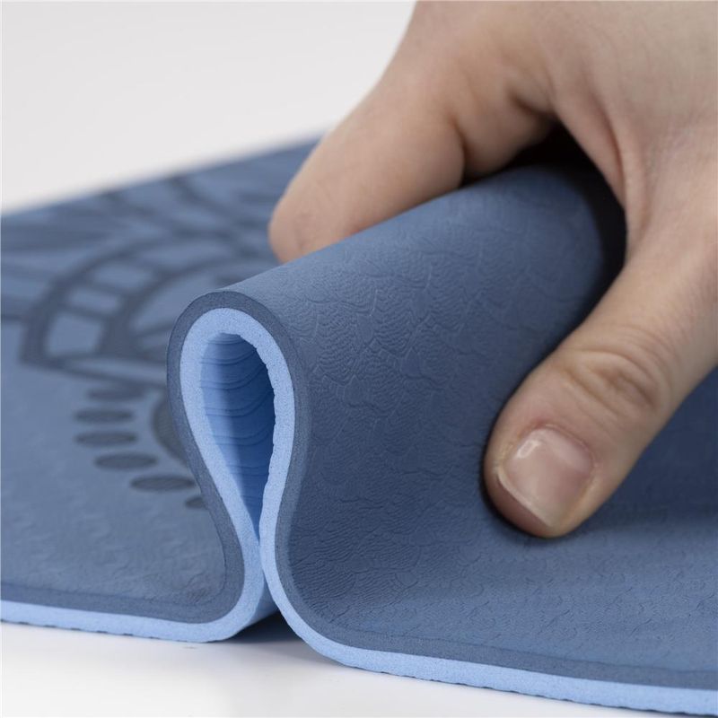 Sport si Outdoor - Fitness - Accesorii fitness - Saltele fitness - Saltea yoga antiderapanta din TPE, 183x61x0.6 cm, cu curea transport, albastru - Infinity.ro