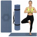 Sport si Outdoor - Fitness - Accesorii fitness - Saltele fitness - Saltea yoga antiderapanta din TPE, 183x61x0.6 cm, cu curea transport, albastru - Infinity.ro