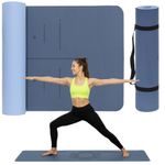 Sport si Outdoor - Fitness - Accesorii fitness - Saltele fitness - Saltea yoga antiderapanta din TPE, 183x61x0.6 cm, cu curea transport, albastru - Infinity.ro