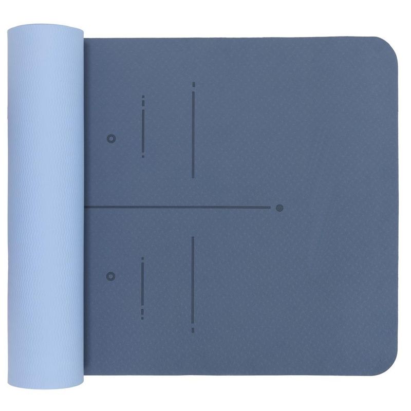 Sport si Outdoor - Fitness - Accesorii fitness - Saltele fitness - Saltea yoga antiderapanta din TPE, 183x61x0.6 cm, cu curea transport, albastru - Infinity.ro
