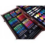 Jucarii, Copii si Bebe - Jucarii si jocuri - Jucarii & jocuri educative - Seturi pictura si desen - Set desen pictura xl 130 piese valiza lemn creioane acuarele, 37x23x8 cm, complet, multicolor - Infinity.ro