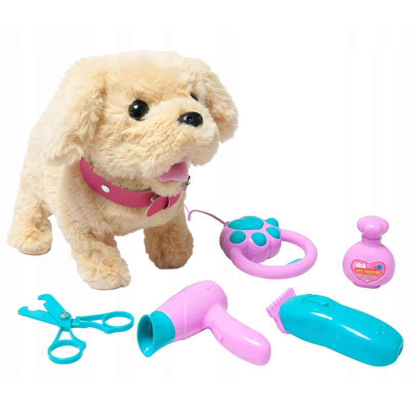 Jucarii, Copii si Bebe - Jucarii si jocuri - Jucarii & jocuri educative - Jucarii interactive - Catel interactiv copii sunete mers melodii lesa accesorii, 23x12x21 cm, joaca creativa, bej - Infinity.ro