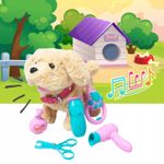 Jucarii, Copii si Bebe - Jucarii si jocuri - Jucarii & jocuri educative - Jucarii interactive - Catel interactiv copii sunete mers melodii lesa accesorii, 23x12x21 cm, joaca creativa, bej - Infinity.ro