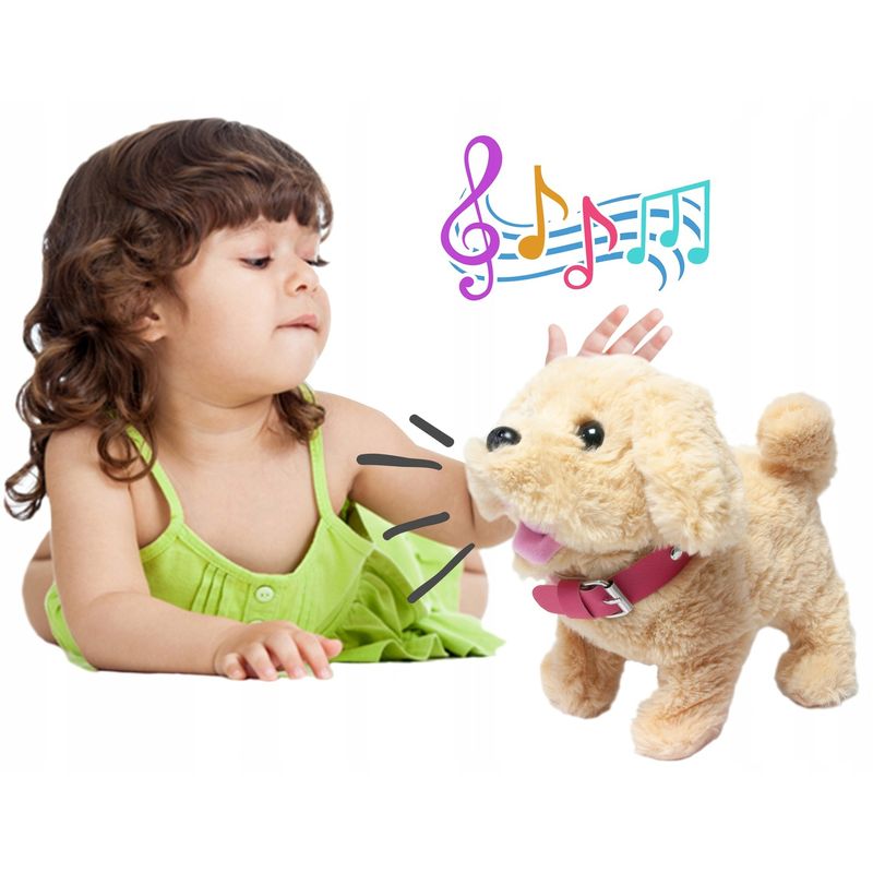 Jucarii, Copii si Bebe - Jucarii si jocuri - Jucarii & jocuri educative - Jucarii interactive - Catel interactiv copii sunete mers melodii lesa accesorii, 23x12x21 cm, joaca creativa, bej - Infinity.ro