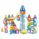 Jucarii, Copii si Bebe - Jucarii si jocuri - Seturi de constructie si cuburi - Seturi de constructie - Set constructie cuburi magnetice pista bile led copii 134 piese, turn lift, multicolor - Infinity.ro