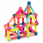 Jucarii, Copii si Bebe - Jucarii si jocuri - Seturi de constructie si cuburi - Seturi de constructie - Set constructie tije bile magnetice educative copii 128 piese, structuri 3d, multicolor - Infinity.ro
