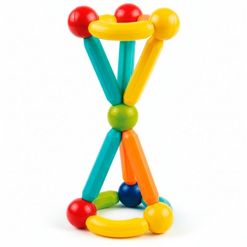 Jucarii, Copii si Bebe - Jucarii si jocuri - Seturi de constructie si cuburi - Seturi de constructie - Set constructie tije bile magnetice educative copii 128 piese, structuri 3d, multicolor - Infinity.ro