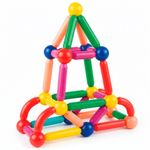 Jucarii, Copii si Bebe - Jucarii si jocuri - Seturi de constructie si cuburi - Seturi de constructie - Set constructie tije bile magnetice educative copii 128 piese, structuri 3d, multicolor - Infinity.ro