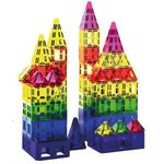 Jucarii, Copii si Bebe - Jucarii si jocuri - Seturi de constructie si cuburi - Seturi de constructie - Set constructie cuburi magnetice educative copii 120 piese, sasiu roti inclus, multicolor - Infinity.ro