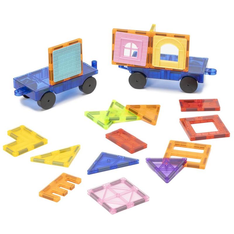 Jucarii, Copii si Bebe - Jucarii si jocuri - Seturi de constructie si cuburi - Seturi de constructie - Set constructie cuburi magnetice educative copii 100 piese, forme geometrice, multicolor - Infinity.ro
