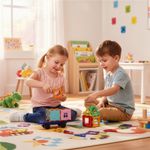 Jucarii, Copii si Bebe - Jucarii si jocuri - Seturi de constructie si cuburi - Seturi de constructie - Set constructie cuburi magnetice educative copii 100 piese, forme geometrice, multicolor - Infinity.ro