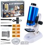 Jucarii, Copii si Bebe - Jucarii si jocuri - Jucarii & jocuri educative - Jucarii interactive - Microscop educational cu accesorii, marire 100x-250x, iluminare LED, suport smartphone, set pentru experimente - Infinity.ro