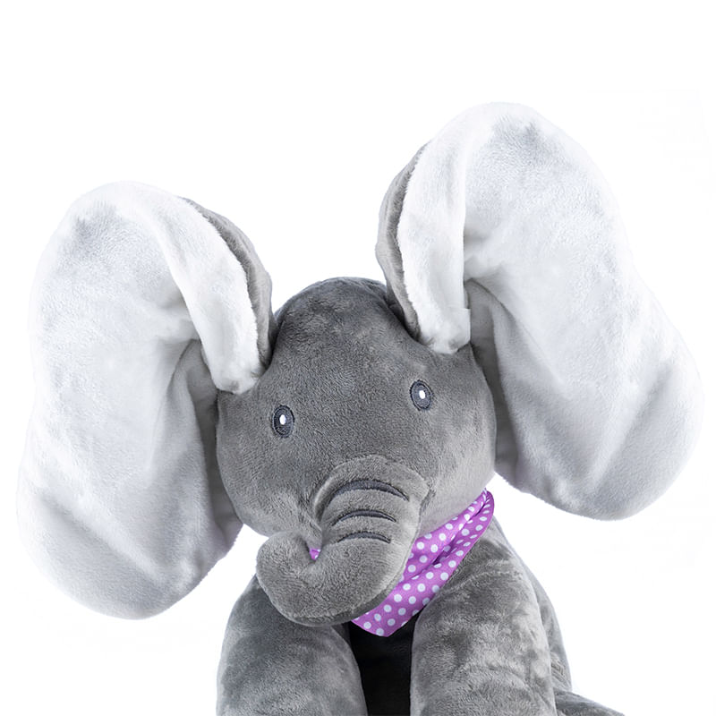 Jucarii, Copii si Bebe - Jucarii si jocuri - Jucarii de plus - Jucarie plus interactiva elefant canta misca urechile cucu-bau, 30x30x25 cm, educativa, gri - Infinity.ro