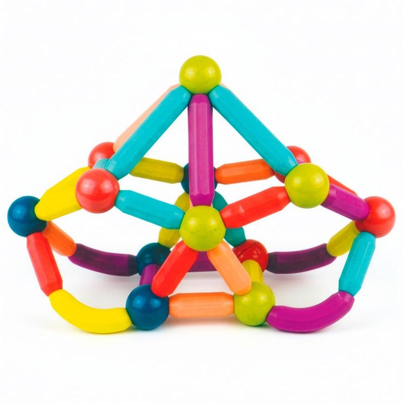 Jucarii, Copii si Bebe - Jucarii si jocuri - Seturi de constructie si cuburi - Seturi de constructie - Set constructie tije bile magnetice educative copii 100 piese, structuri 3d, multicolor - Infinity.ro
