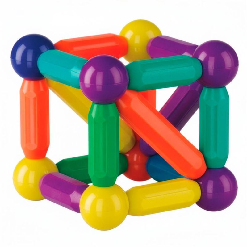 Jucarii, Copii si Bebe - Jucarii si jocuri - Seturi de constructie si cuburi - Seturi de constructie - Set constructie tije bile magnetice educative copii 100 piese, structuri 3d, multicolor - Infinity.ro