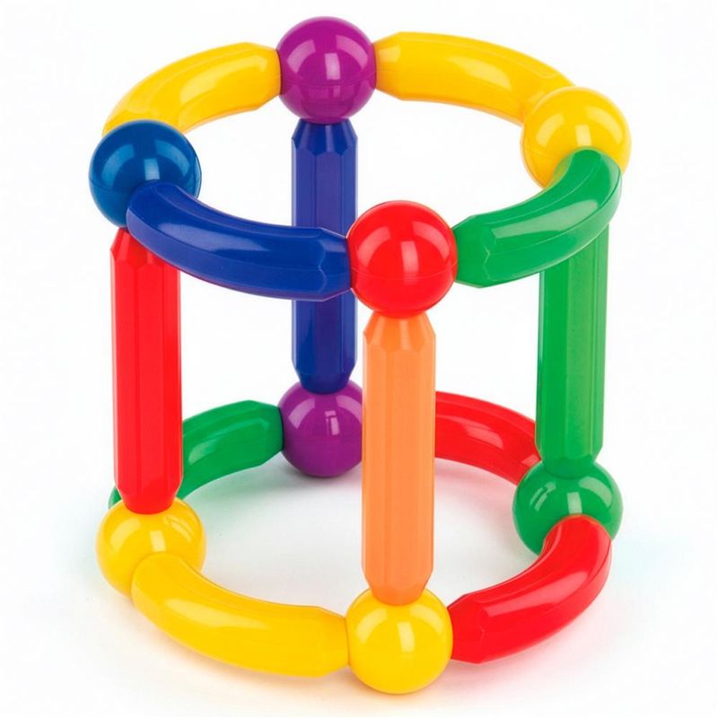 Jucarii, Copii si Bebe - Jucarii si jocuri - Seturi de constructie si cuburi - Seturi de constructie - Set constructie tije bile magnetice educative copii 100 piese, structuri 3d, multicolor - Infinity.ro