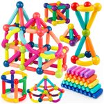 Jucarii, Copii si Bebe - Jucarii si jocuri - Seturi de constructie si cuburi - Seturi de constructie - Set constructie tije bile magnetice educative copii 100 piese, structuri 3d, multicolor - Infinity.ro