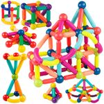 Jucarii, Copii si Bebe - Jucarii si jocuri - Seturi de constructie si cuburi - Seturi de constructie - Set constructie tije bile magnetice educative copii 100 piese, structuri 3d, multicolor - Infinity.ro