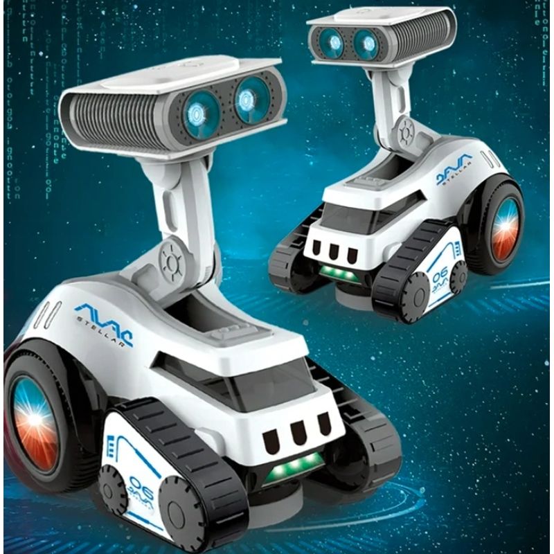 Jucarii, Copii si Bebe - Jucarii si jocuri - Vehicule si jucarii cu telecomanda - Roboti de jucarie - Robot rover interactiv copii muzica lumini dans engleza, 19x16x11 cm, educativ, alb - Infinity.ro