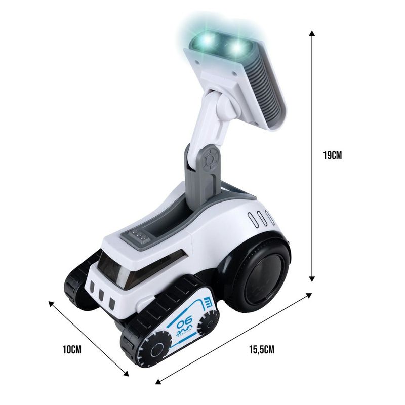 Jucarii, Copii si Bebe - Jucarii si jocuri - Vehicule si jucarii cu telecomanda - Roboti de jucarie - Robot rover interactiv copii muzica lumini dans engleza, 19x16x11 cm, educativ, alb - Infinity.ro