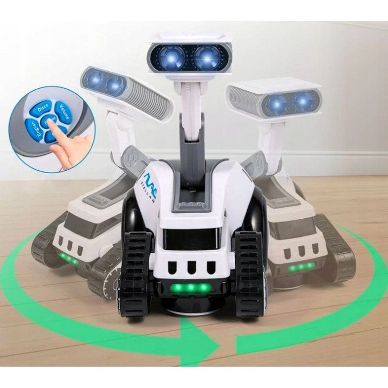 Jucarii, Copii si Bebe - Jucarii si jocuri - Vehicule si jucarii cu telecomanda - Roboti de jucarie - Robot rover interactiv copii muzica lumini dans engleza, 19x16x11 cm, educativ, alb - Infinity.ro