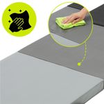 Sport si Outdoor - Fitness - Accesorii fitness - Saltele fitness - Saltea fitness pliabila 3 segmente pvc spuma epe maner, 180x60x6 cm, duritate medie, negru gri - Infinity.ro