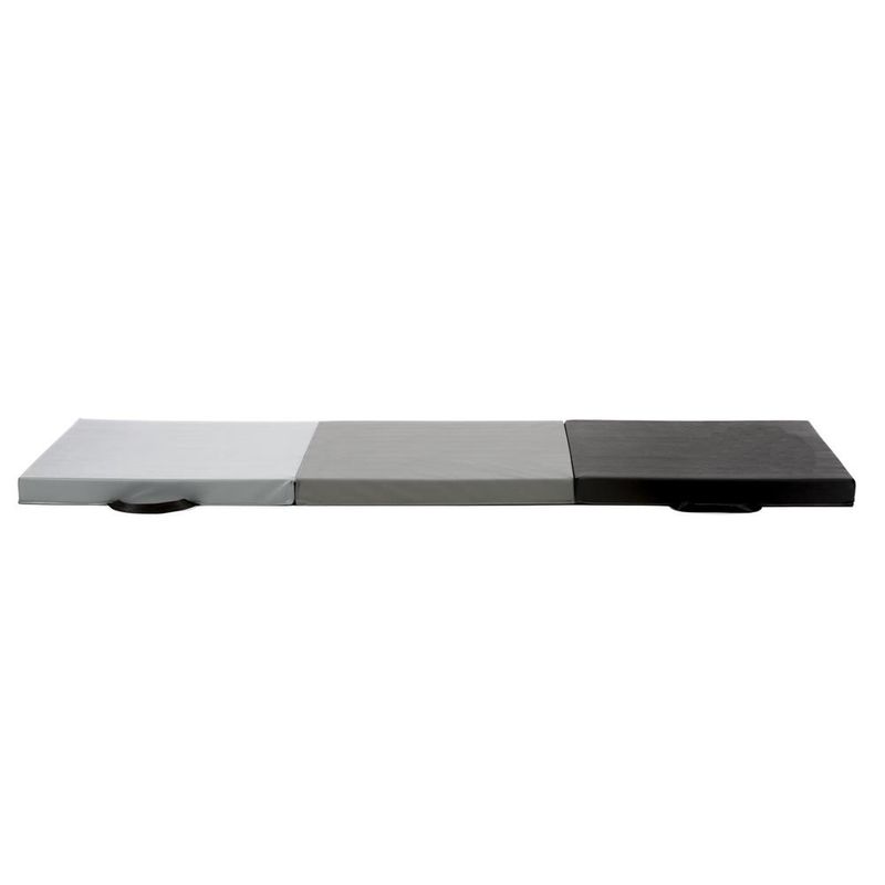 Sport si Outdoor - Fitness - Accesorii fitness - Saltele fitness - Saltea fitness pliabila 3 segmente pvc spuma epe maner, 180x60x6 cm, duritate medie, negru gri - Infinity.ro