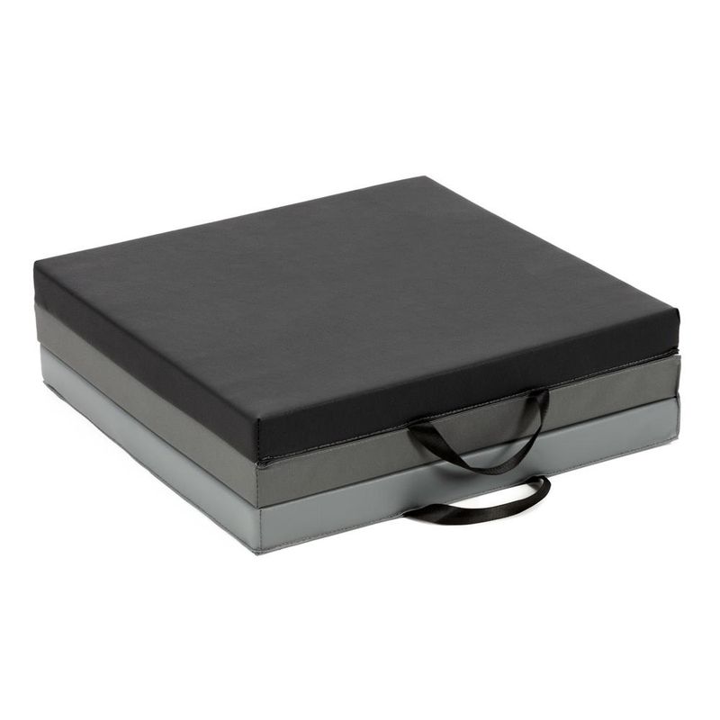 Sport si Outdoor - Fitness - Accesorii fitness - Saltele fitness - Saltea fitness pliabila 3 segmente pvc spuma epe maner, 180x60x6 cm, duritate medie, negru gri - Infinity.ro