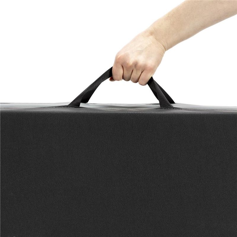 Sport si Outdoor - Fitness - Accesorii fitness - Saltele fitness - Saltea fitness pliabila 3 segmente pvc spuma epe maner, 180x60x6 cm, duritate medie, negru gri - Infinity.ro