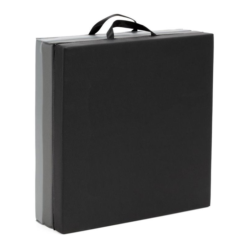 Sport si Outdoor - Fitness - Accesorii fitness - Saltele fitness - Saltea fitness pliabila 3 segmente pvc spuma epe maner, 180x60x6 cm, duritate medie, negru gri - Infinity.ro