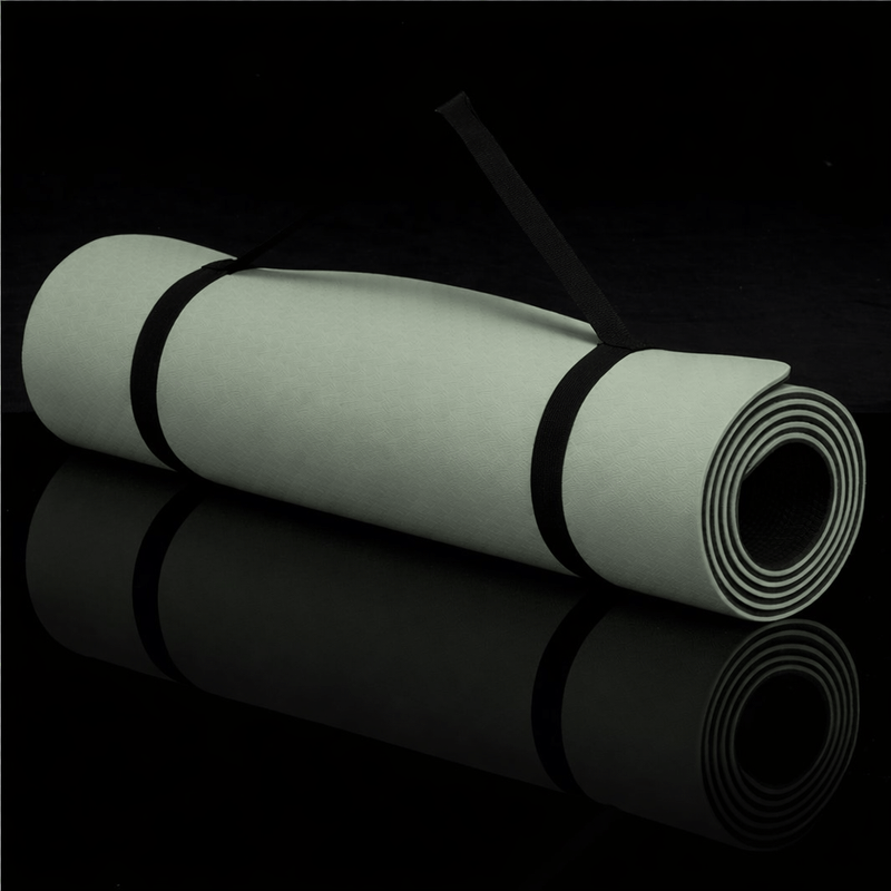 Sport si Outdoor - Fitness - Accesorii fitness - Saltele fitness - Saltea yoga antiderapanta din TPE, 183x61x0.6 cm, cu curea transport, verde - Infinity.ro